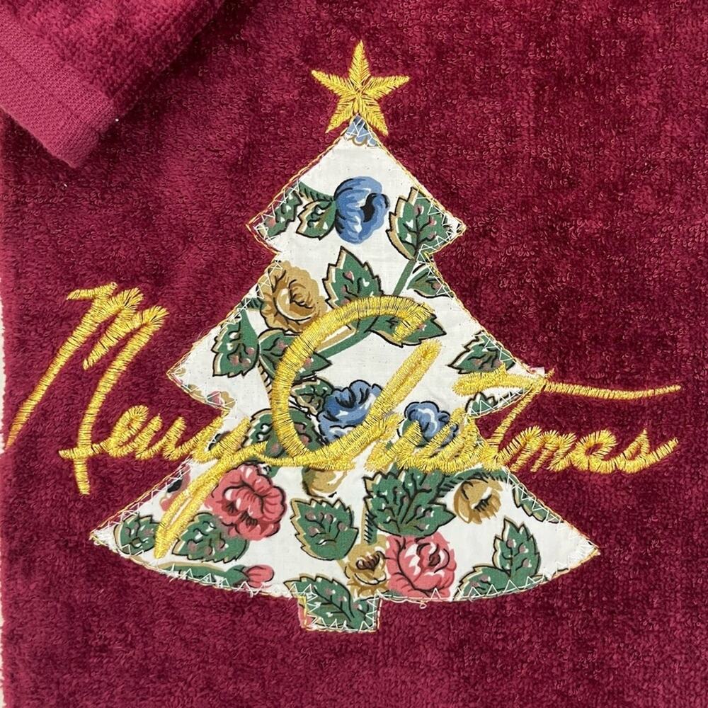 Vintage Christmas Bath Towel Set New